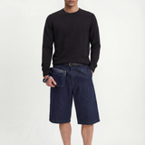 Long sleeve crew neck in dark blue cotton