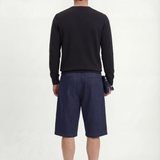Long sleeve crew neck in dark blue cotton