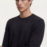 Long sleeve crew neck in dark blue cotton