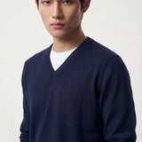 Long sleeve crew neck in dark blue cotton