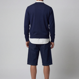 Long sleeve crew neck in dark blue cotton