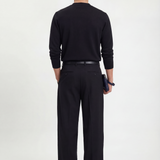 Long sleeve crew neck in dark blue cotton