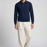Long sleeve crew neck in dark blue cotton