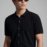 Camicia uomo manica corta in cotone crêpe con bottoni, leggera e traspirante
