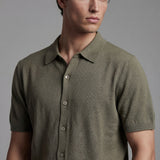 Camicia uomo manica corta in cotone crêpe con bottoni, leggera e traspirante