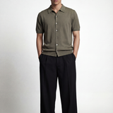 Camicia uomo manica corta in cotone crêpe con bottoni, leggera e traspirante