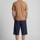 Camicia uomo manica corta in cotone crêpe con bottoni, leggera e traspirante