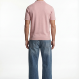 Maglia polo uomo manica corta in cotone crêpe senza bottoni, leggera e traspirante