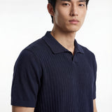Long sleeve crew neck in dark blue cotton