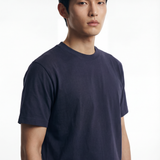 Long sleeve crew neck in dark blue cotton