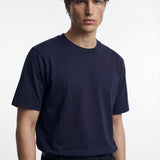 Long sleeve crew neck in dark blue cotton