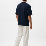 Long sleeve crew neck in dark blue cotton
