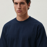 Long sleeve crew neck in dark blue cotton
