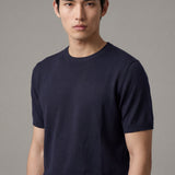 Long sleeve crew neck in dark blue cotton