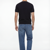 Long sleeve crew neck in dark blue cotton